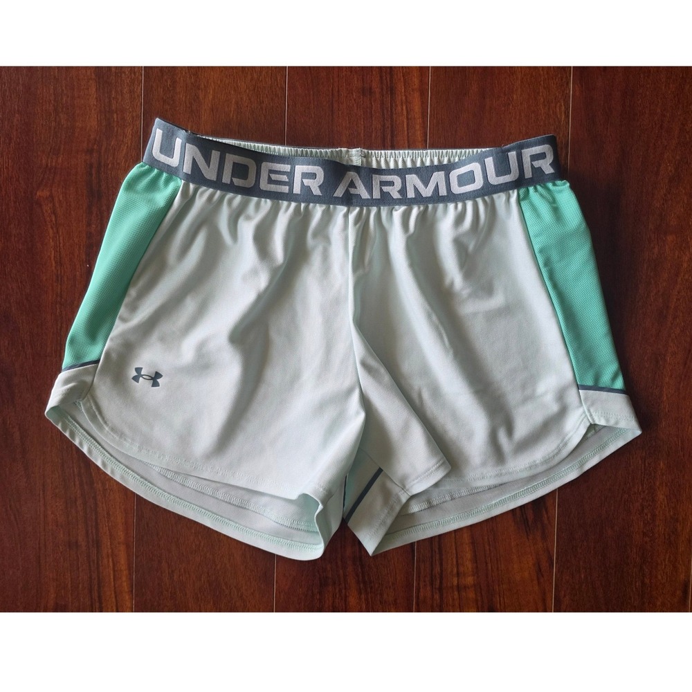 Under Armour Womens Play Up Shorts Mint Green Aqua Loose Fit Medium MD Athletic